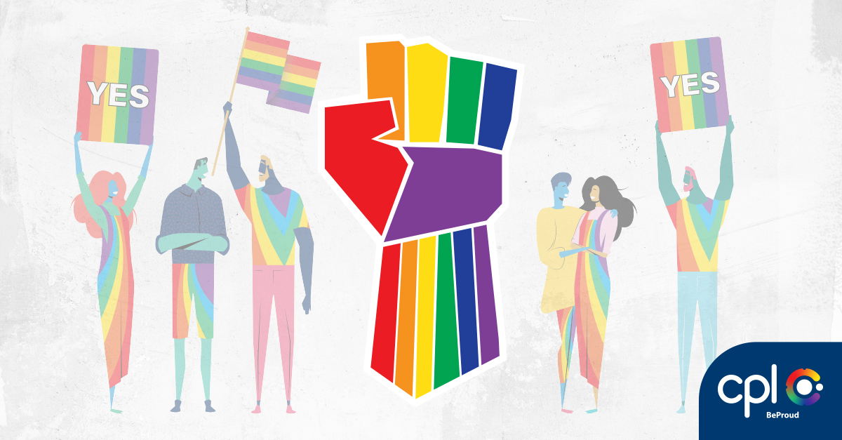 Rainbow fist image signifying the strength of LGBT+ community